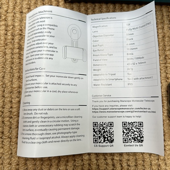 NEW STARSCOPE Monocular Telescope G2-10x42 Long Range Monoculars for Adults - Picture 5 of 10